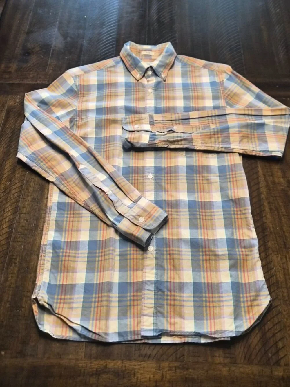 J Crew Shirt Mens Small Blue Pink Check Slim Fit Button Down Long Sleeve G255